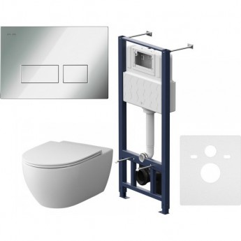 Комплект инсталляция с клавишей AM.PM PRO S хром с подвесным унитазом Awe FlashClean с сид м/лифт IS47051.111700 Комплект инсталляция с клавишей AM.PM PRO S хром с подвесным унитазом Awe FlashClean с сид м/лифт IS47051.111700