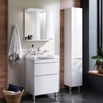 Сет 80 см: база белая напольная с раковиной и зеркальный шкаф правый AM.PM LIKE Сет 80 см: база белая напольная с раковиной и зеркальный шкаф правый AM.PM LIKE