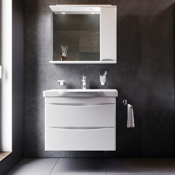 Сет 80 см: база белая подвесная с раковиной и зеркальный шкаф правый AM.PM LIKE Сет 80 см: база белая подвесная с раковиной и зеркальный шкаф правый AM.PM LIKE