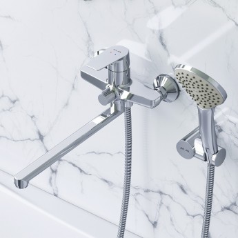 Смеситель для ванны и душа с длинным изливом c душевым набором AM.PM GEM F90A95000 Смеситель для ванны и душа с длинным изливом c душевым набором AM.PM GEM F90A95000